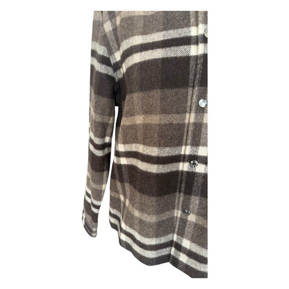 Reiss Cortez Wool Blend Plaid Overshirt Flannel Brown S - Picture 7 of 15
